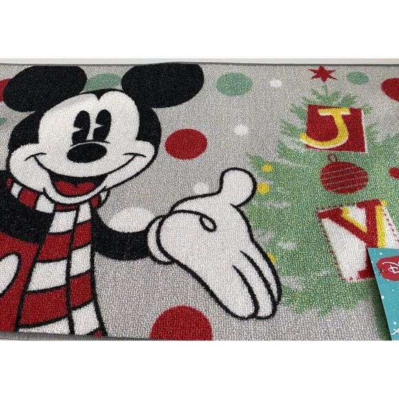 Disney Christmas Mickey Mouse With Scarf Accent Rug 20X32” Holiday Doormat NEW - Picture 6 of 8
